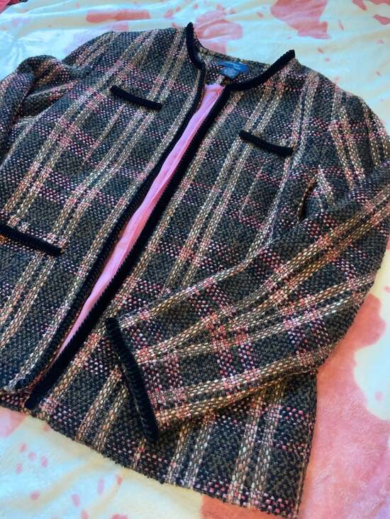 Fundamental Things Jackets & Blazers - Fundamental Things Tweed Plaid Blazer Jacket Size 14